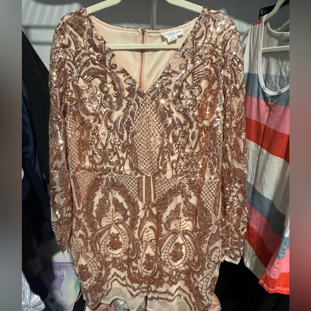 Chic Soul Rose Gold Sequin Dress
